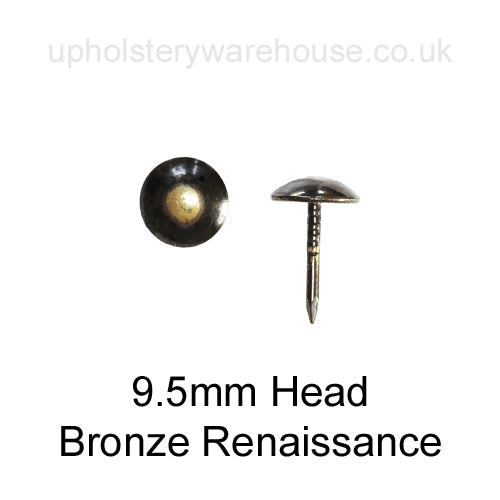9.5mm 'BRONZE RENAISSANCE' Round Low Domed Decorative Upholstery Nail.