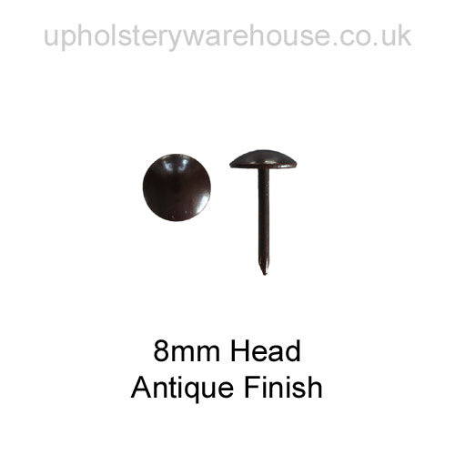 8mm 'ANTIQUE' Round Low Domed Decorative Upholstery Nail.