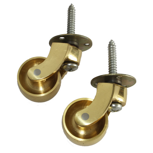 Brass Furniture Castors Screw and Plate Style  (Sold in Pairs)