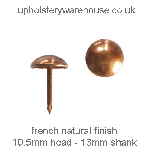10.5mm 'FRENCH NATURAL Round Domed Decorative Upholstery Nail.