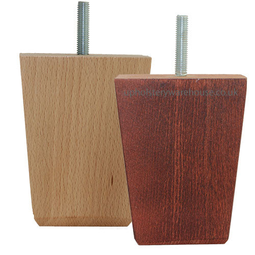 Square Tapered Wooden Furniture Leg - 100mm High - c/w Washer