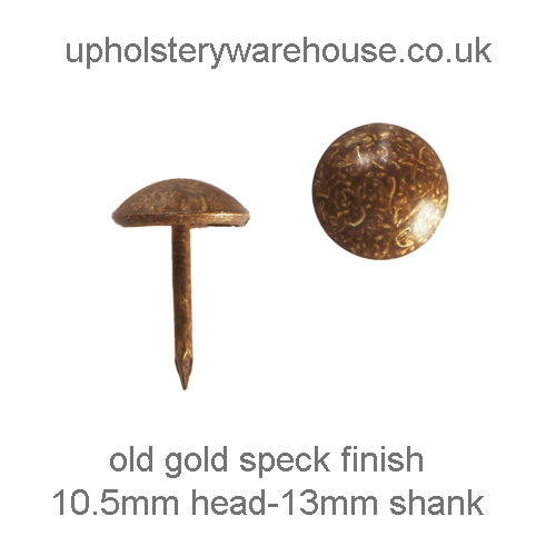 10.5mm 'OLD GOLD SPECK' Round Domed Decorative Upholstery Nail.