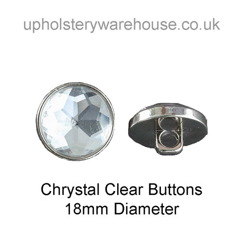 Buttons 18mm Diameter - Crystal Clear