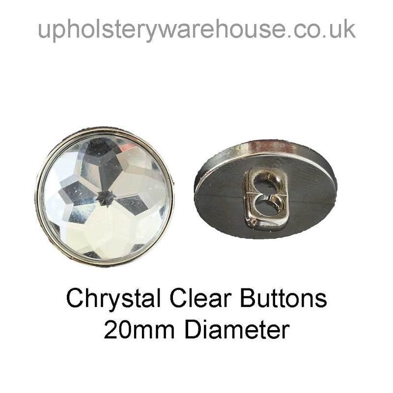 Buttons 20mm Diameter - Crystal Clear