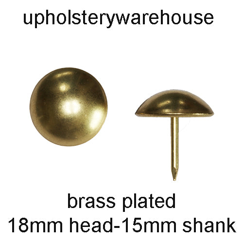 18mm BRASS PLATED Round High Domed Decorative Upholstery Nail.