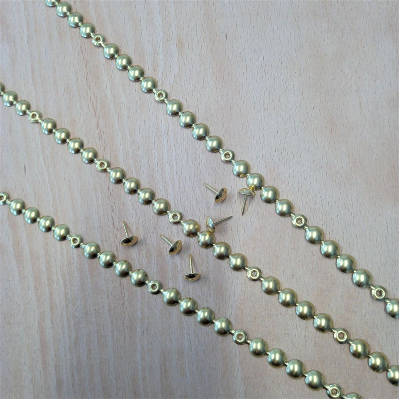 Upholstery Nail Strips - 9.6mm Dia. 'BRASS PLATED'