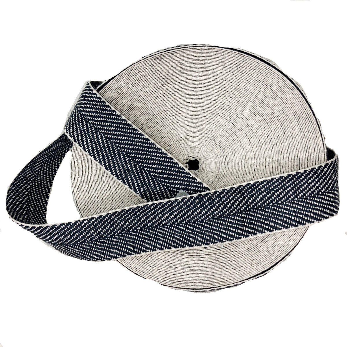 Herringbone (Black &amp; White) Webbing 2inch wide Cotton/Jute