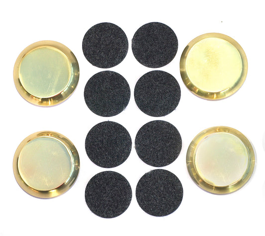 4 Brass Castor Cups and 8 Felt Pads Set