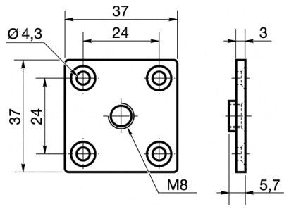 Leg Fixing Plate (M8) - Level