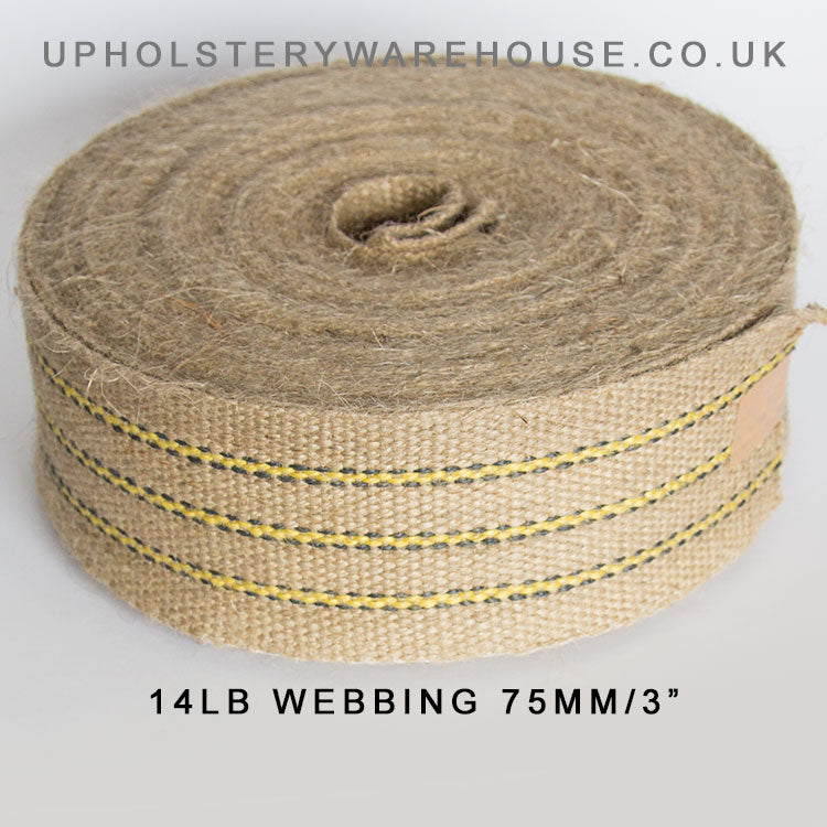 Webbing 14lb - 75mm/3" wide (Yellow Stripe)