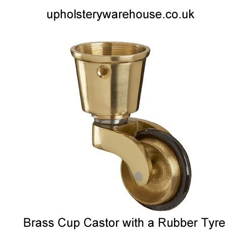 Brass Castor with Rubber Tyre