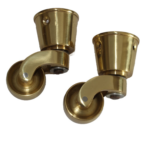 Brass Furniture Castors Round Cup c/w Screws.(four sizes) sold in pairs