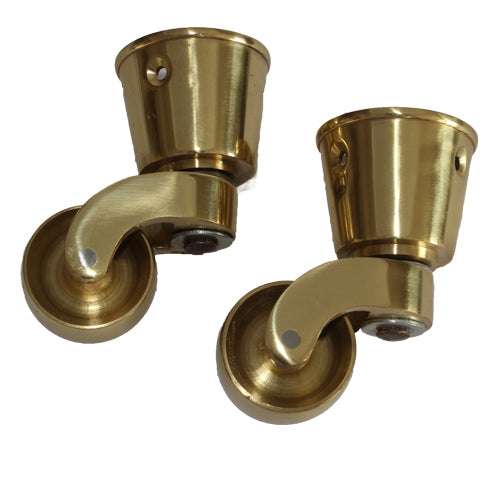 Brass Furniture Castors Round Cup c/w Screws (sold in pairs)