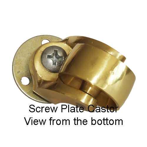 Brass Furniture Castors Screw and Plate Style.(four sizes) sold in pairs