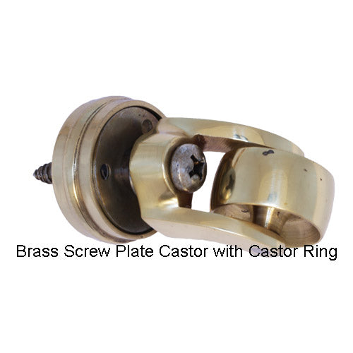 Brass Furniture Castors Screw and Plate Style.(four sizes) sold in pairs