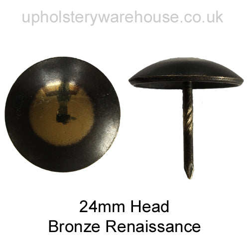 24mm 'BRONZE RENAISSANCE' Round Low Domed Decorative Upholstery Nail.