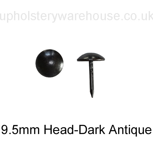 9.5mm 'DARK ANTIQUE' Round Low Domed Decorative Upholstery Nail.