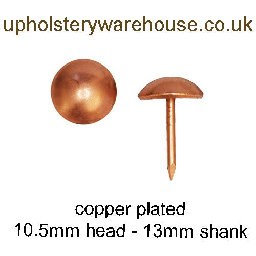 10.5mm COPPER PLATED Round Domed Decorative Upholstery Nail.