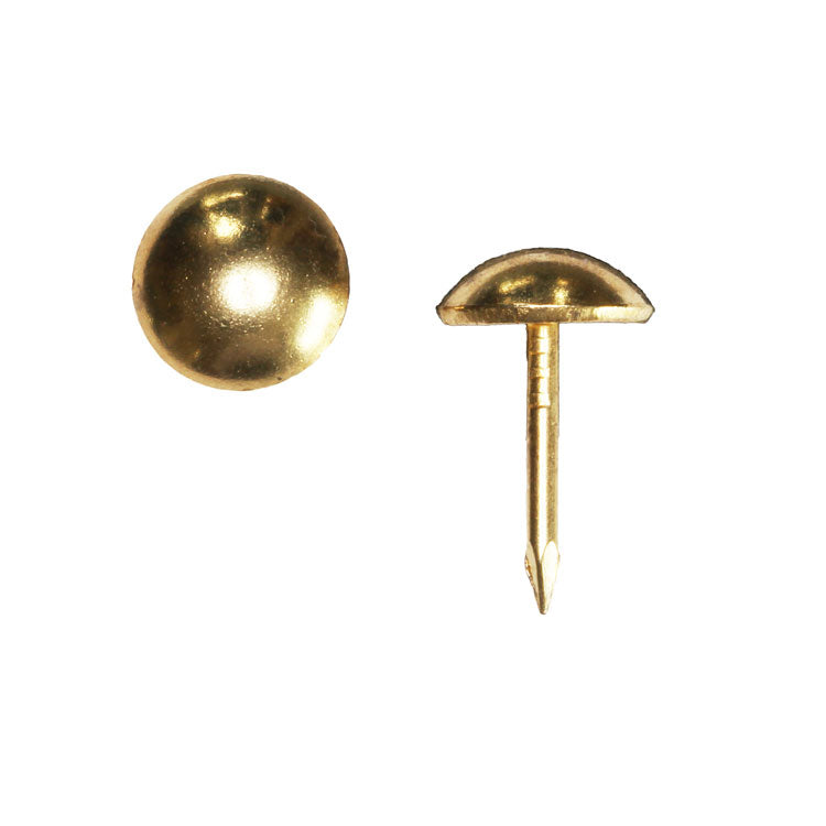 9.5mm BRASS PLATED Round High Domed Decorative Upholstery Nail