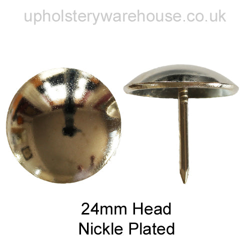 24mm NICKEL PLATED Round Low Domed Decorative Upholstery Nail.