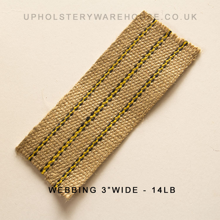 Webbing 14lb - 75mm/3" wide (Yellow Stripe)
