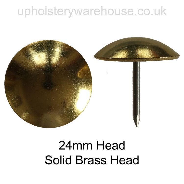 24mm POLISHED BRASS Round Low Domed Decorative Upholstery Nail.