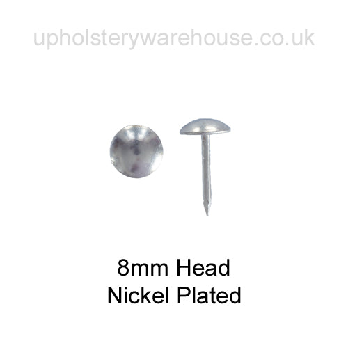 8mm NICKEL PLATED Round Low Domed Decorative Upholstery Nail.