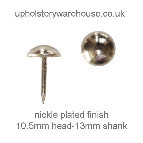 10.5mm NICKEL PLATED Round Domed Decorative Upholstery Nail.