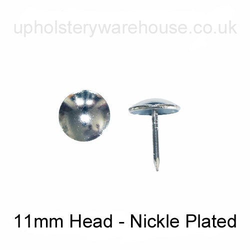 11mm NICKEL PLATED Round Domed Decorative Upholstery Nail.