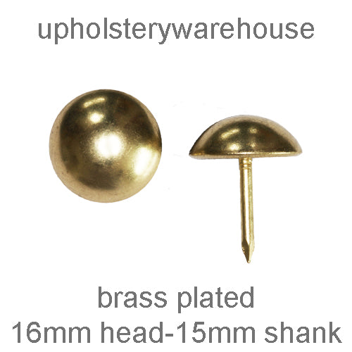 16mm BRASS PLATED Round High Domed Decorative Upholstery Nail.