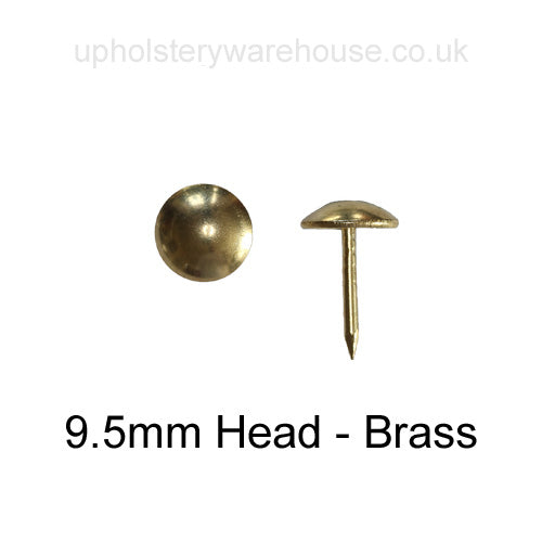 9.5mm BRASS PLATED Round Low Domed Decorative Upholstery Nail.