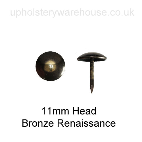 11mm 'BRONZE RENAISSANCE' Round Domed Decorative Upholstery Nail.