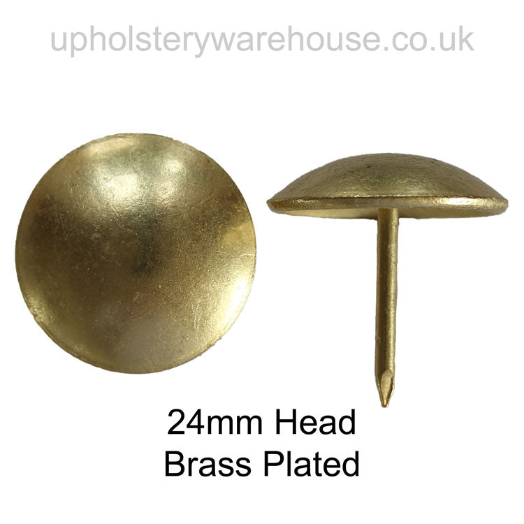 24mm BRASS PLATED Round Low Domed Decorative Upholstery Nail.