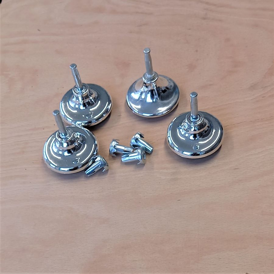 Rotable Glide Castors - Silver Top - set 4 plus Sockets