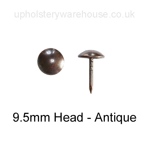 9.5mm ANTIQUE Round LOW DOMED Decorative Upholstery Nails