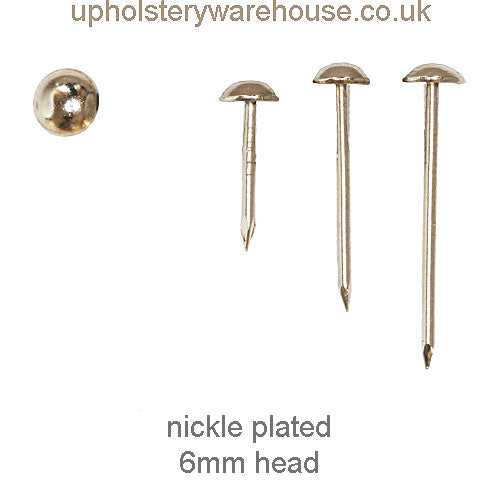 6mm NICKEL PLATED  Round High Domed Decorative Upholstery Nail.