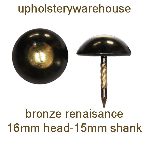 16mm 'BRONZE RENAISSANCE' Round High Domed Decorative Upholstery Nails