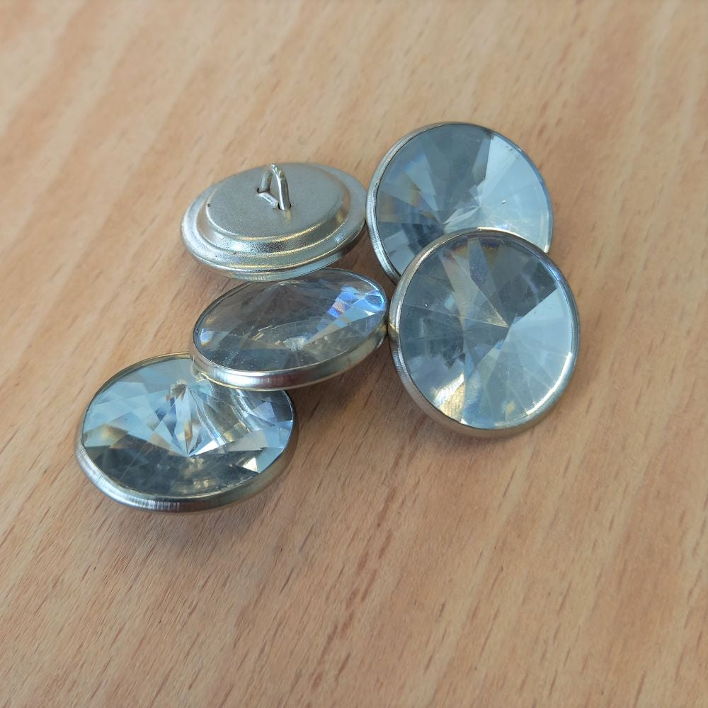 Upholstery Buttons 21mm dia. Clear Glass Top. (Pack 5)