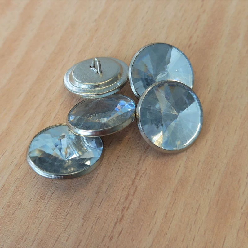 Upholstery Buttons 21mm dia. Clear Glass Top. Pack 5.