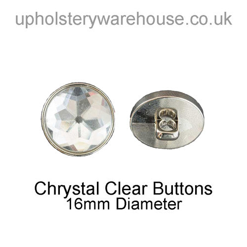 Buttons 16mm Diameter - Crystal Clear