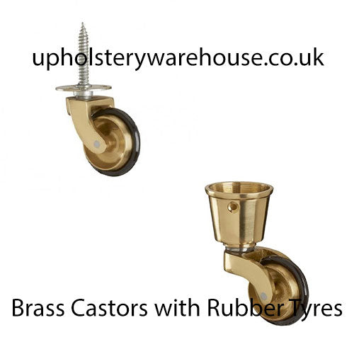 Brass Castor with Rubber Tyre