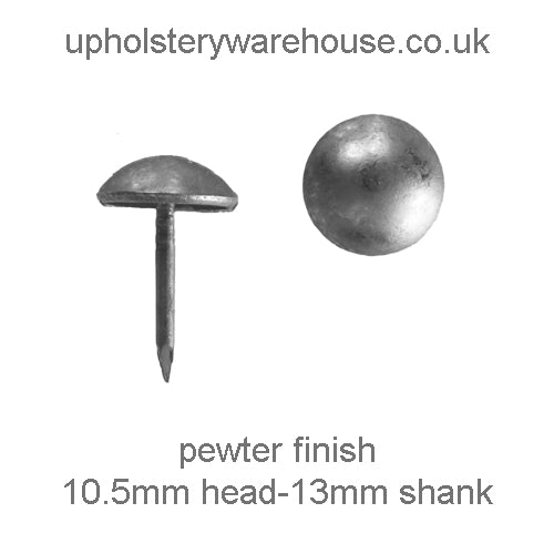 10.5mm PEWTER Round Domed Decorative Upholstery Nail.