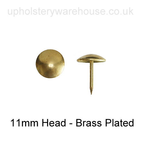 11mm BRASS PLATED Round Domed Decorative Upholstery Nail.