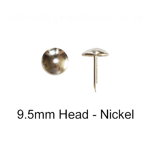 9.5mm NICKEL PLATED Round Low Domed Decorative Upholstery Nail.