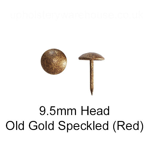 9.5mm 'OLD GOLD SPECK (Red) Round Low Domed Decorative Upholstery Nail.