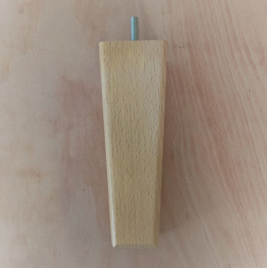 Square Tapered Wooden Furniture Leg- 200mm High - c/w Washer