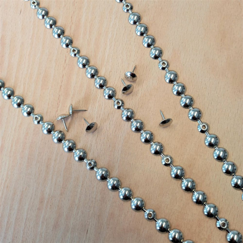 Upholstery Nail Strips - 11.3mm Dia. 'NICKEL PLATED'