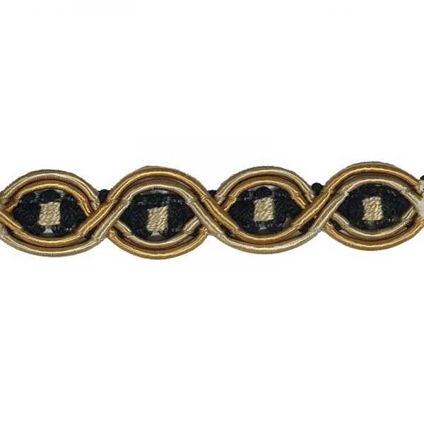 London Eye Braid - Colour. 7083 Black/Gold/Cream