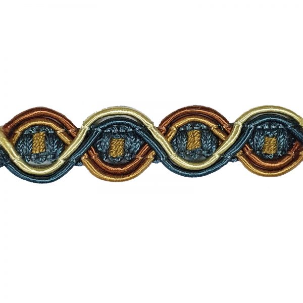 London Eye Braid - Colour. 7085 Cream/Rust/Blue