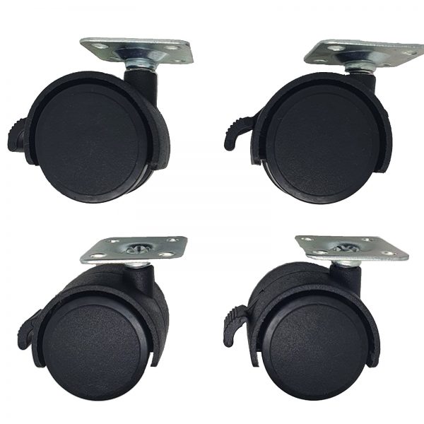 Twin Wheel Black Nylon Castors